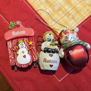 Madison Festive Ornament Trio - Red and White
